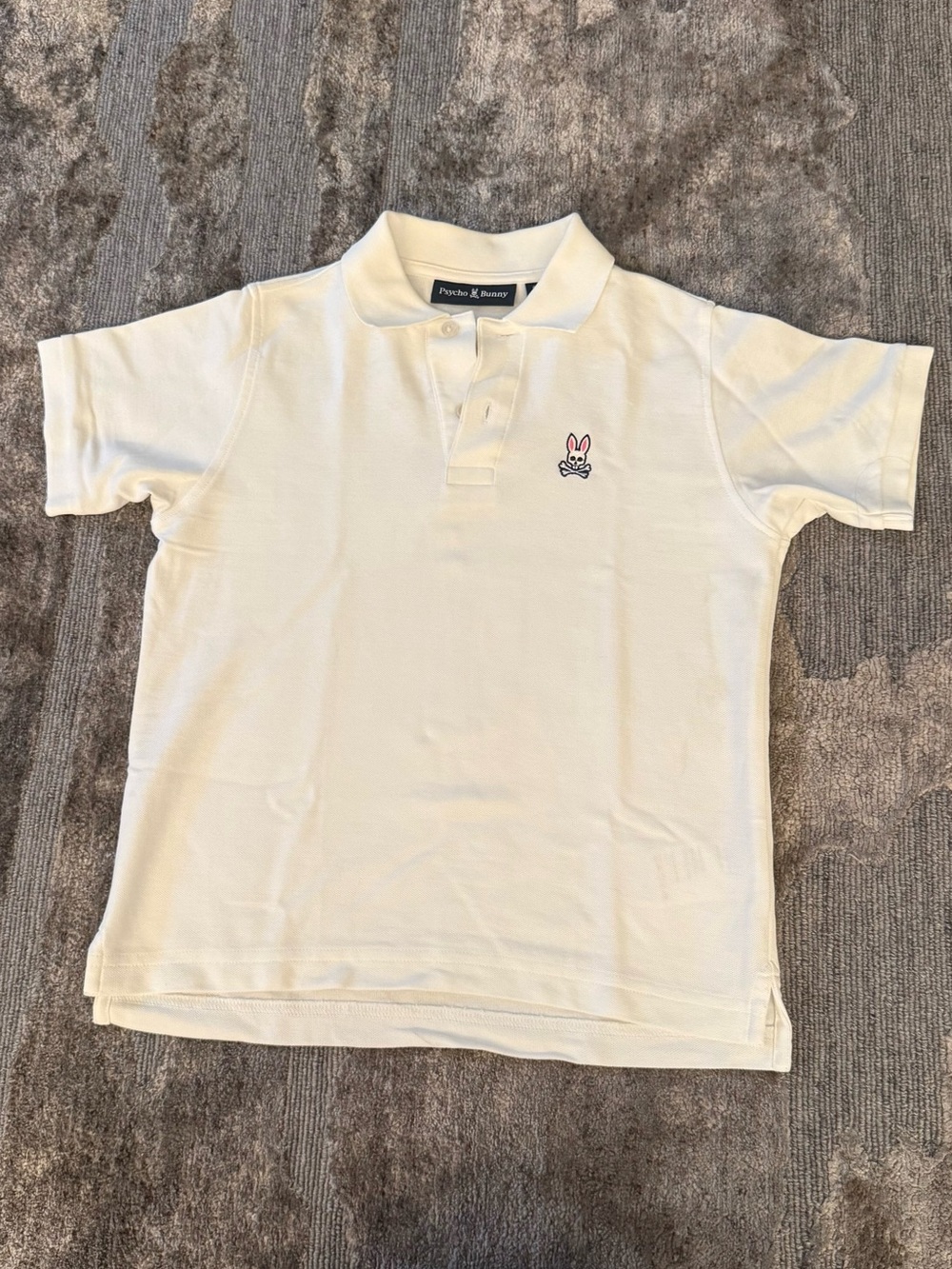Psycho Bunny Kids Classic Piqué Polo - White Sz Medium (10-12)